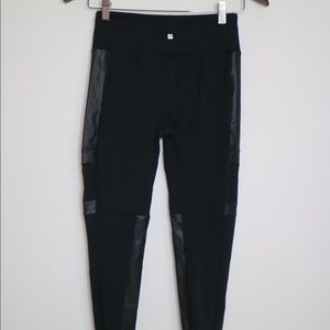 Lanston Faux Leather Panel Leggings